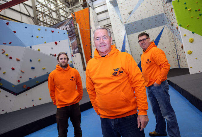 Finley Leisure managing director John Finley with ROF 59 lead climbing instructor Matthew Breadin (left) and consultant Nick Pilling.