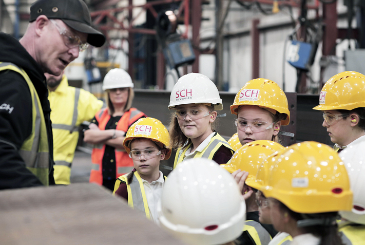 Children from Vane Road Primary School in Newton Aycliffe get an exclusive look of steel being fabricated which will construct their new school, set to open in autumn 2018 (pictures by Stuart Boulton).