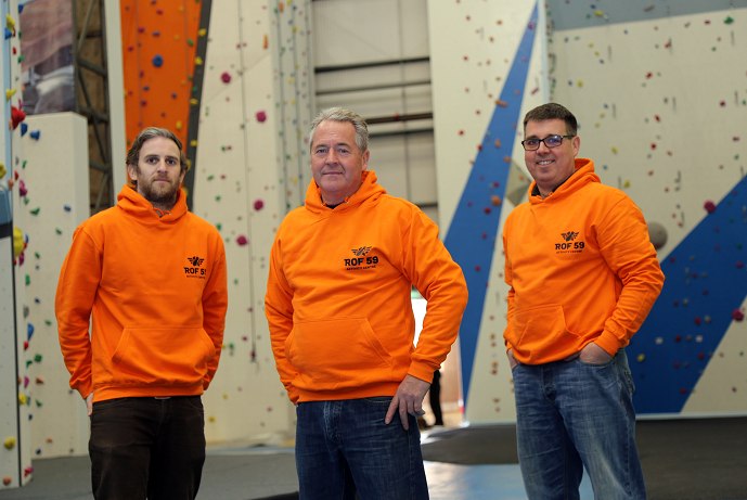 Finley Leisure managing director John Finley with ROF 59 lead climbing instructor Matthew Breadin (left) and consultant Nick Pilling.